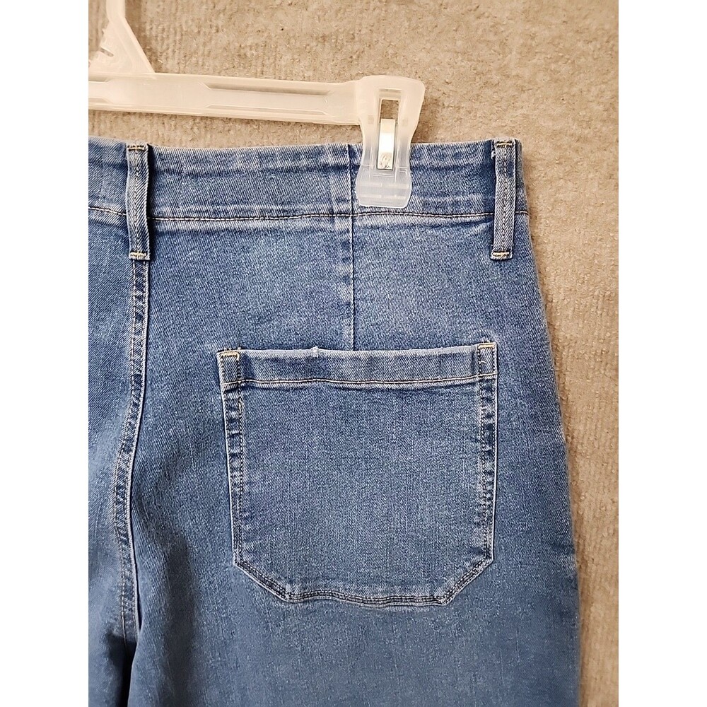Sonoma Wide Leg Jeans Women 14 Blue Medium Wash Patch Pockets Raw Hem UtilityNEW - Picture 7 of 11